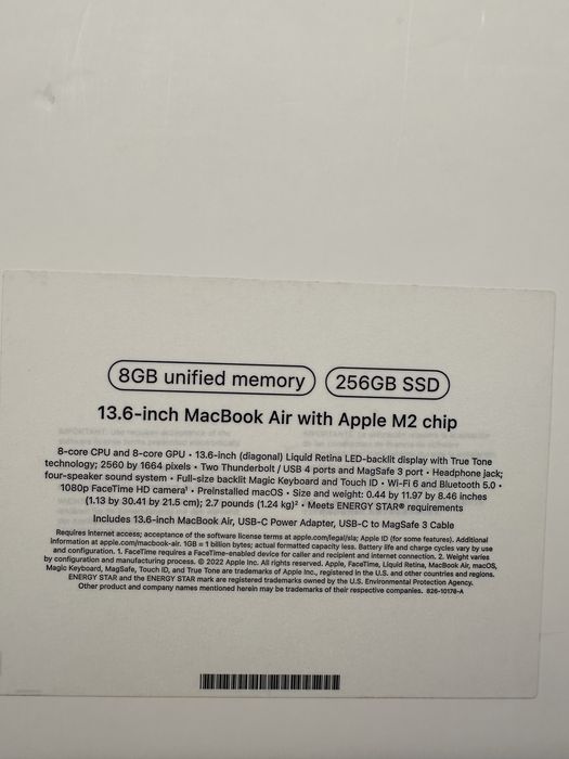 MacBook Air13/ M2chip/ 256/8 GB