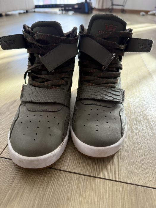 Supra  mid-high de piele Breaker, Verde militar,