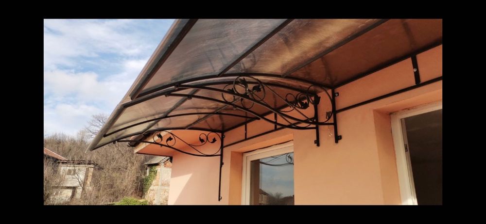 Метална рамка с ковано желязо с поликарбонат, тента