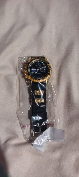 Ceas bărbați elegant auriu-negru, curea silicon