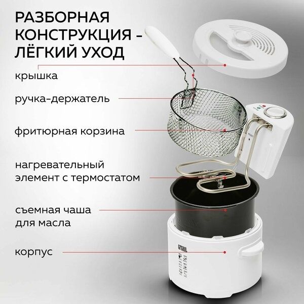 Фритюрница электрическая со съемной чашей GFGRIL GFF-014