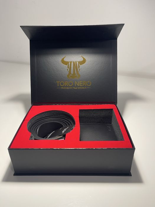 Set cadou portofel+curea din piele pentru barbati