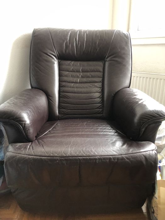 vand 2 fotolii din piele rabatabil picioare