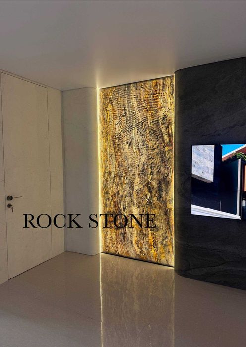 Декор для ТВ, натуральный камень, панель каменный шпон Dekor panel