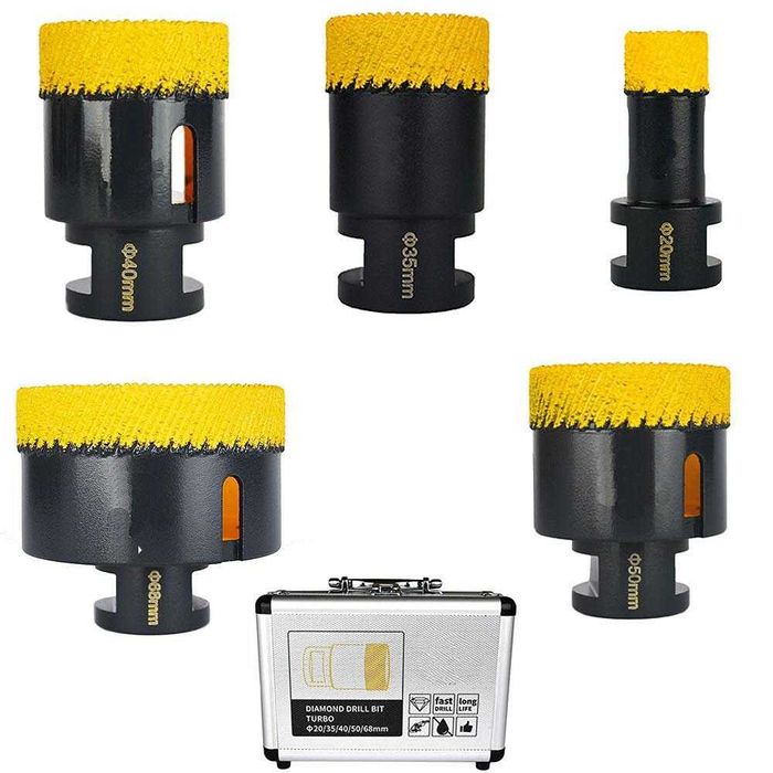 Боркорони диамантени за гранитогрес, фаянс, 20-68 мм, M14, 5 части