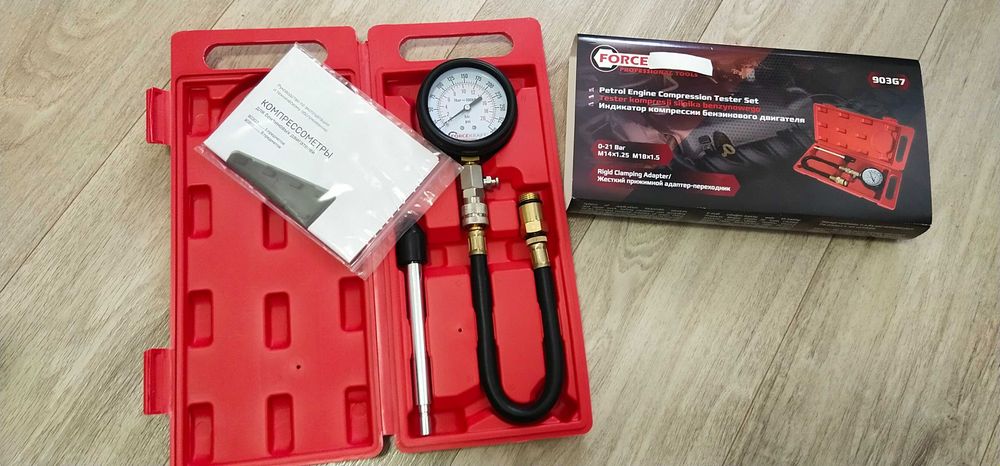 Компрессометр FORCE, Для проверки Компрессии в Цилиндрах Двигателя.ДВС