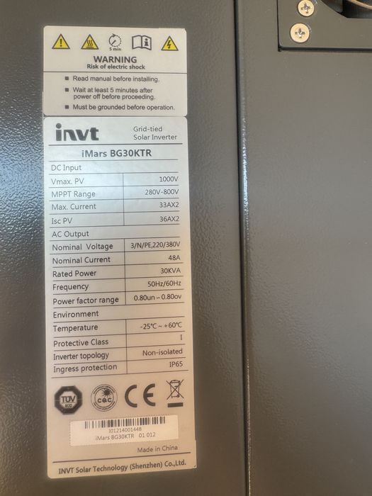 Inverter invt 30 kw On Grid