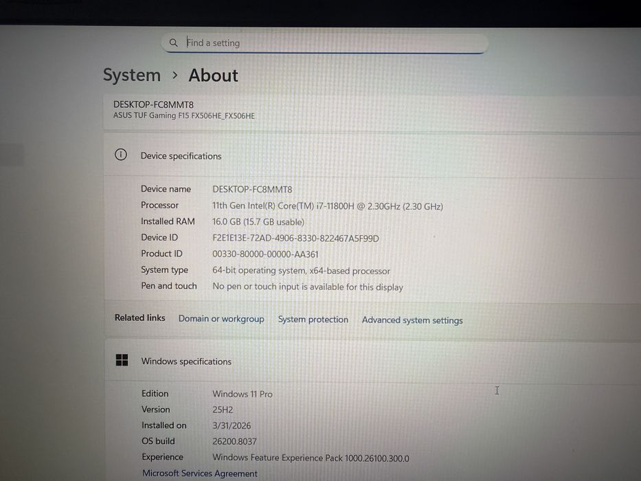 Vand laptop Asus Tuf Gaming F15