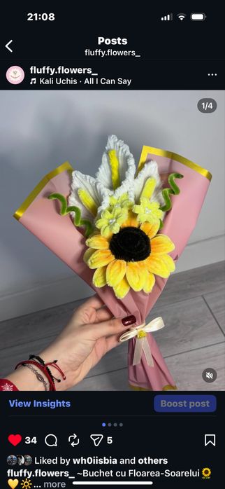 Flori si aranjamente din sârmă plușată