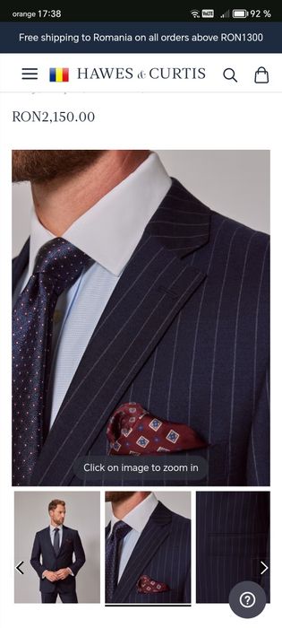 Navy Chalk Stripe Classic Suit Hawes & Curtis
Navy, Striped, Classic F