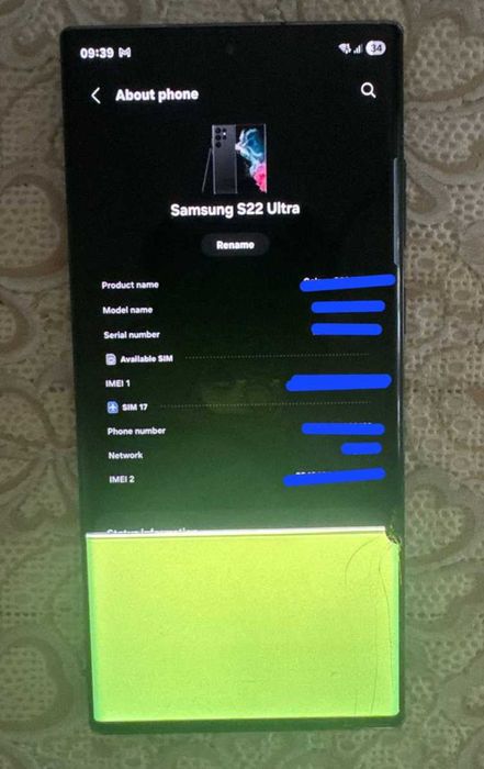Samsung S22 Ultra 12/256 GB / 2 SIM tushadi
