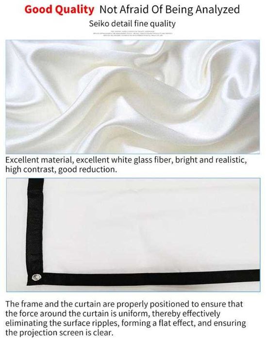 Преносим Сгъваем Прожекционен Екран за Проектор 100" Инчов 16:9 HD 4:3