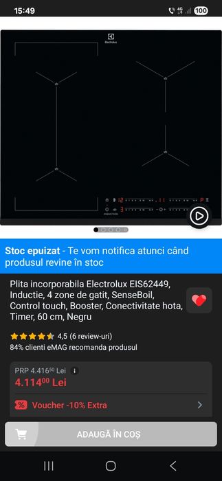 Plita inductie electrolux cod eis62449