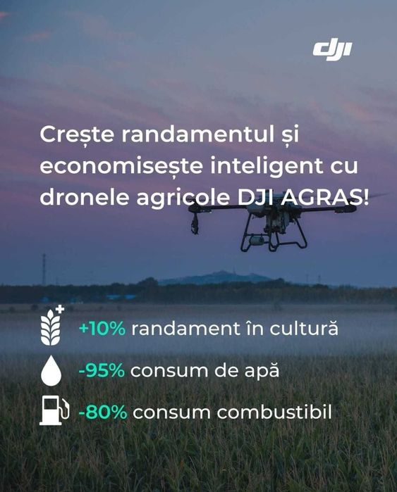 Tratamente fitosanitare cu dronă agricolă – DJI Agras T50