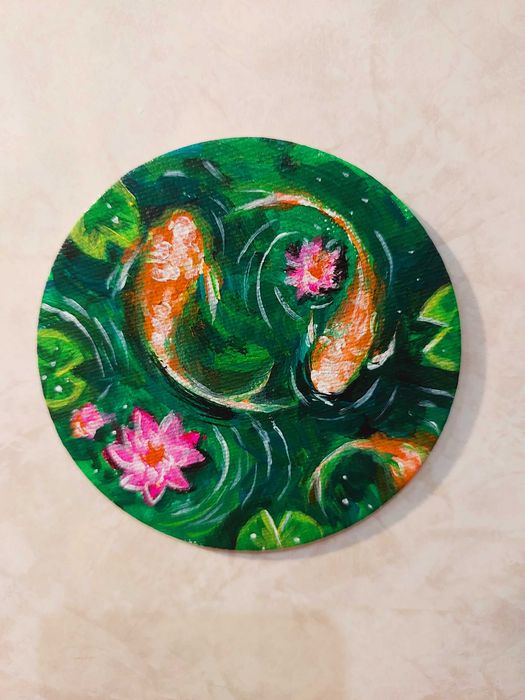 Мини картины, ф 10см, холст, акрил