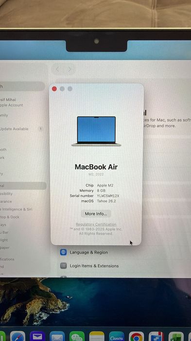 Macbook air 13 inch M2 2022 Ca Nou, Starlight 256Gb SSD