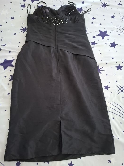Rochie neagra tafta lungime 92 cm bust 94 cm sold 105 cm