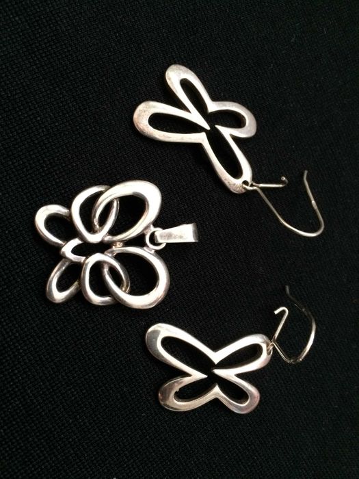 Сребърен комплект Токаш, сребърни обеци и синджир