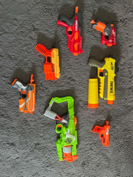 7 Нърф Бластера + Много Стрели – Отлично Състояние, Готови за Игра