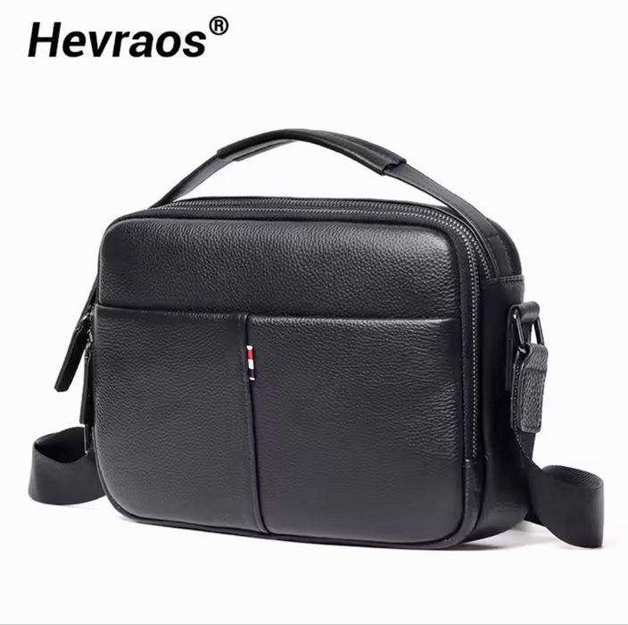 Мъжка кожена чанта за през рамо•Ежедневна сЛуксозно/Правоъгълен дизайн