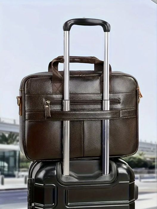 Мъжка универсална бизнес чанта за лаптоп15”/Естест. кожа -11% Промоция