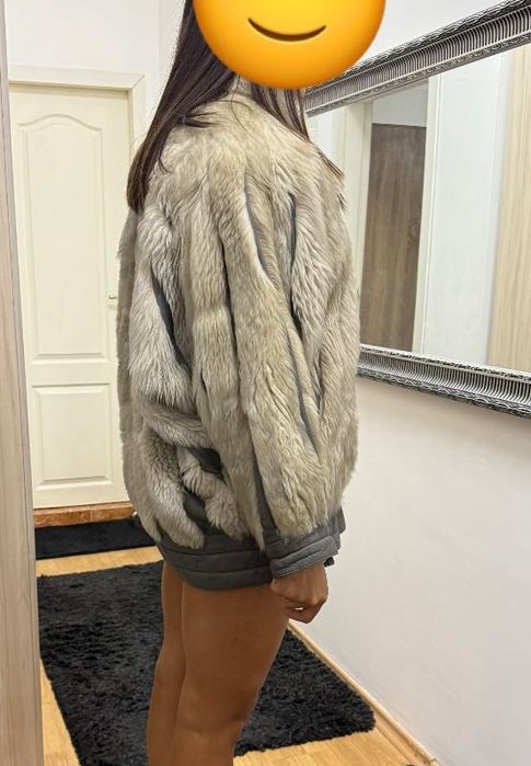 Късо дамско палто от Естествена кожа с косъм