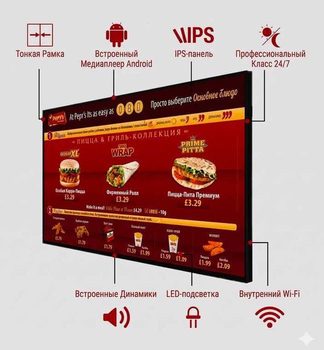 Prof displey restoranlar uchun  (menyu paneli) 43 dyuym