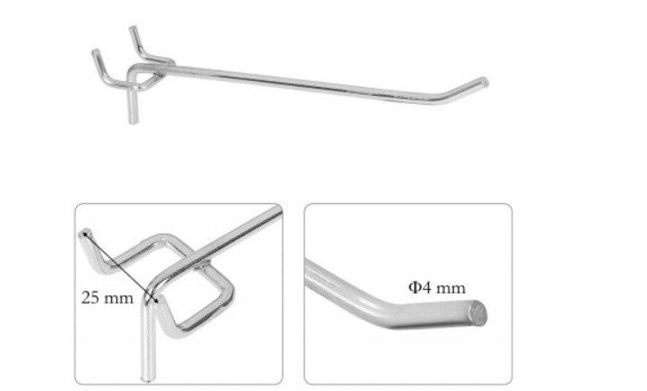 Метални куки за стелажи с перфориран гръб