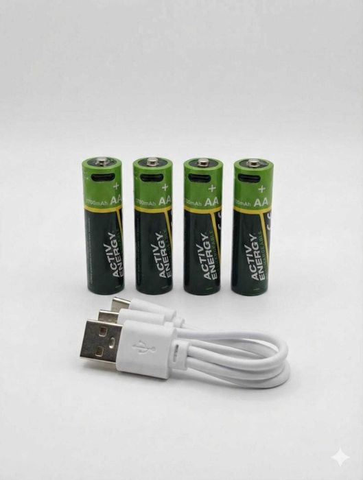 Baterii Reîncărcabile lithiu ion ACTIV ENERGY USB-C AA (4 buc) - 1.5V