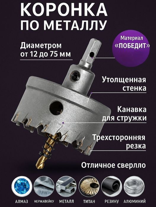 Коронка по металлу.