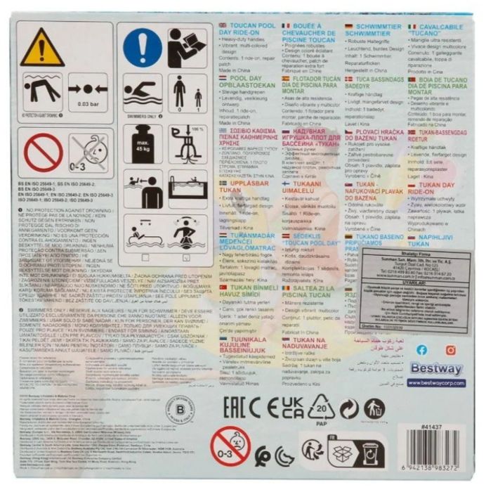 Saltea gonflabila cu manere, Bestway, Tucan, 173 x 91 cm