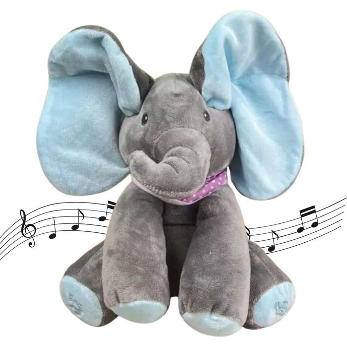 Плюшена играчка музикален слон с мърдащи уши