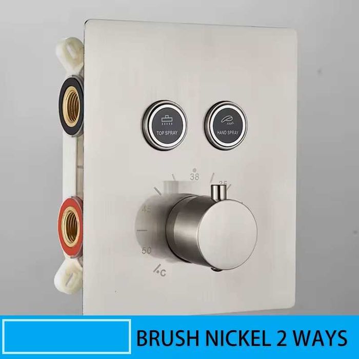 Baterie pentru dus incastrata termostatica cu 2 cai nikel periat