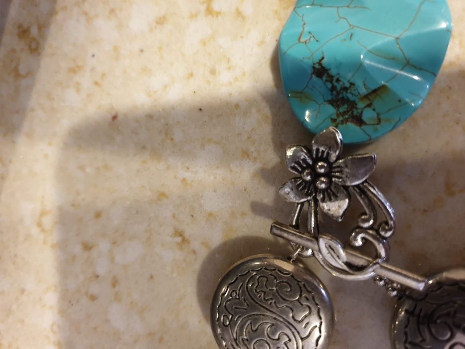 Set colier si bratara vechi cu pietre naturale semipretioase turcuaze