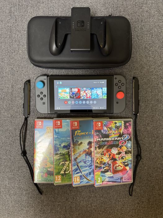 Nintendo Switch V2 (Bateria Mare) - Stare IMPECABILĂ + 4 JOCURI (Zelda, Mario, Animal Crossing, Prince of Persia)