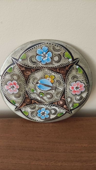 Лот от 3 медни чинии за стена гравирани с други цветни метали