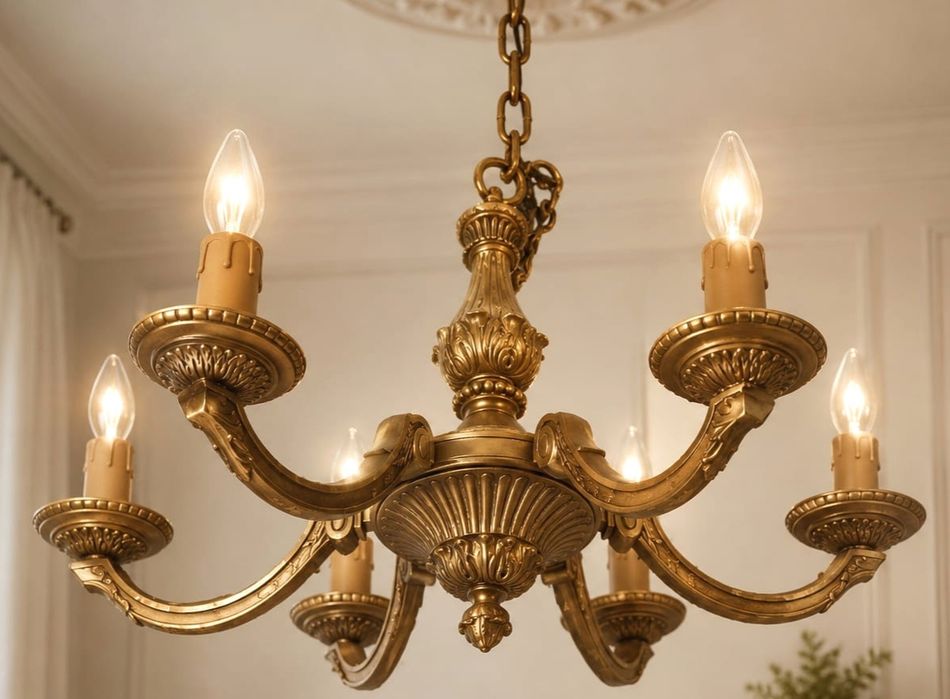 Candelabru antic cu ,6 brațe din bronz masiv