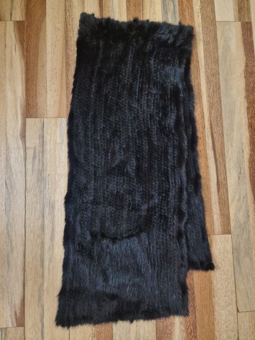 меховой норковый вязанный шарф с карманами
