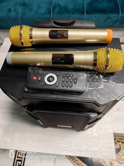 Boxă Portabilă Profesională Chigo 800W NOUĂ – Sistem Karaoke, Bluetooth, 2 Microfoane Wireless, Troller