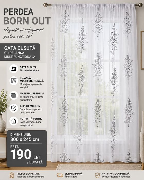 Draperii nou diverse dimensiuni si culori , gata cusute  cu rejeansa multifunctionale preturi incepand de la  169 lei
