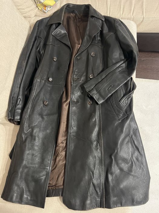 Geacă bărbați, lungă din piele