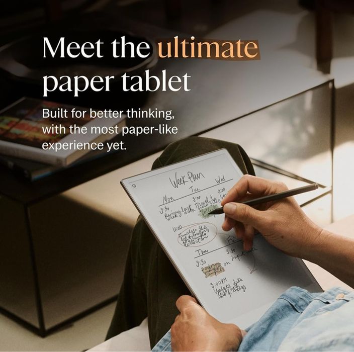 reMarkable Paper Pro + Marker Plus + Book Folio Polymer Weave Gray