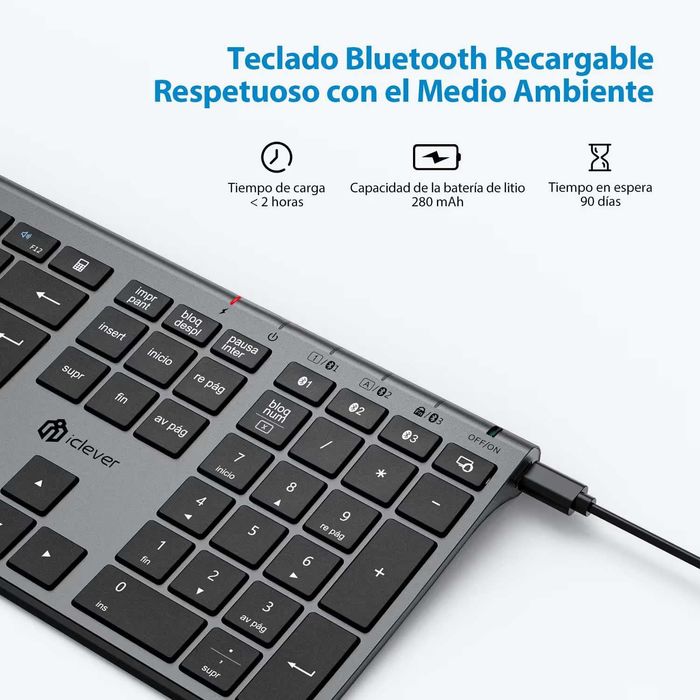 Tastatura Bluetooth Wireless, Multi-Dispozitiv, Reincarcabila, QWERTY