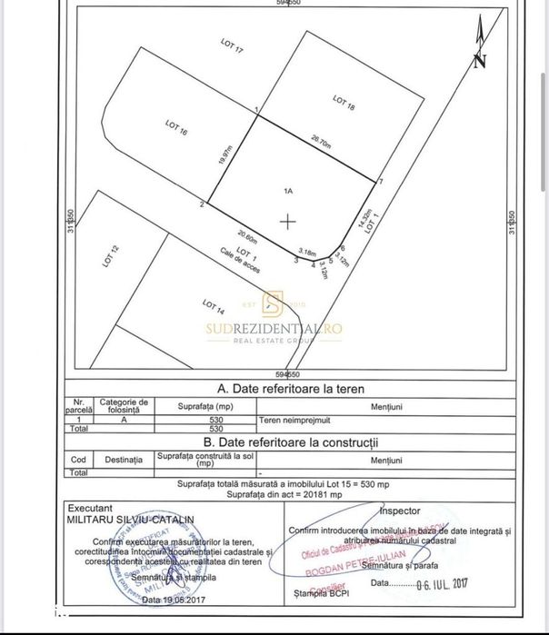 Teren intravilan 530 mp cu dubla deschidere - Comuna Berceni
