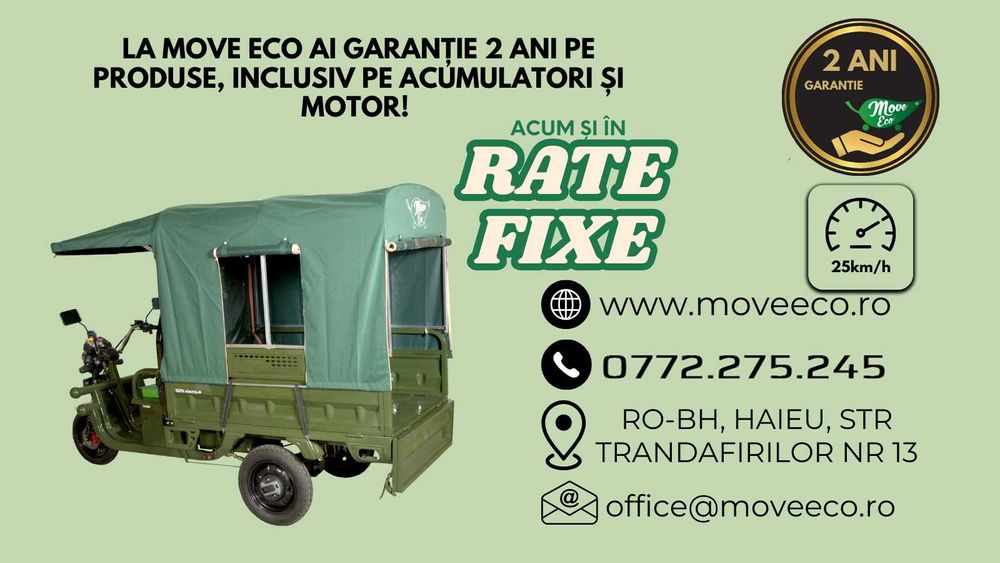 Triciclu electric EEC MoveEco 60V-20Ah / optional Prelata Fata-spate