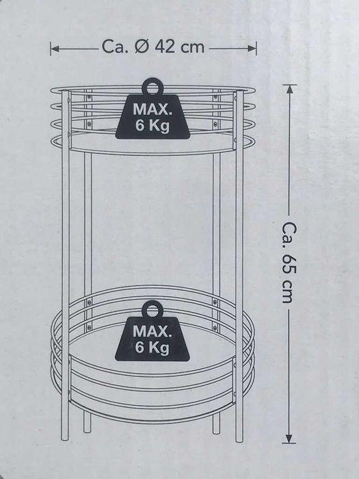 Маса на две нива с огледални плотове 65 см