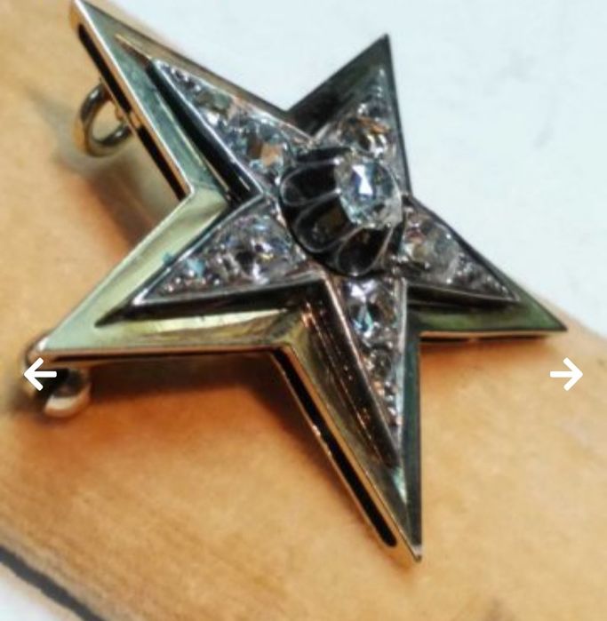 Старинна златна брошка,висулка с диаманти