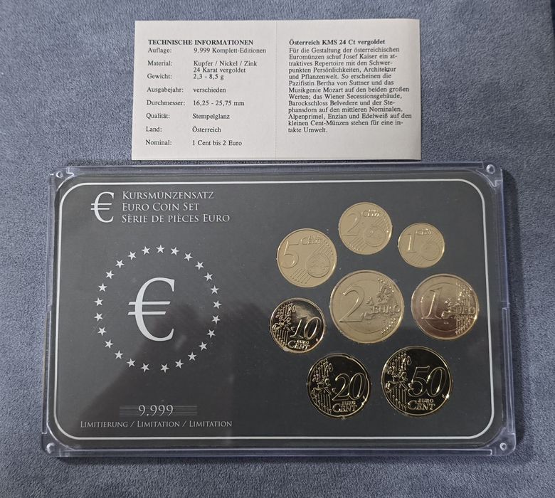 Austria 24K Gold Plated Euro Coin Set | Lim. 9,999