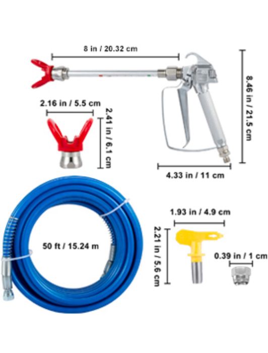 Комплект за боядисване -маркуч,дюза,пистолет,удължител,дюза 517 !