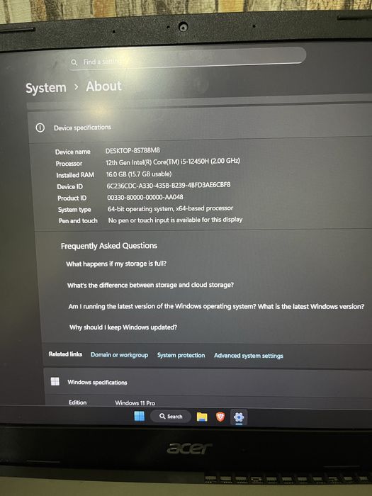 Laptop Acer Aspire 5,i5-12450H si 16 GB RAM